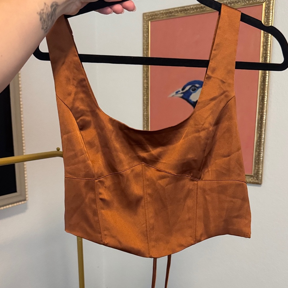 Forever 21 Copper Silk Corset Top